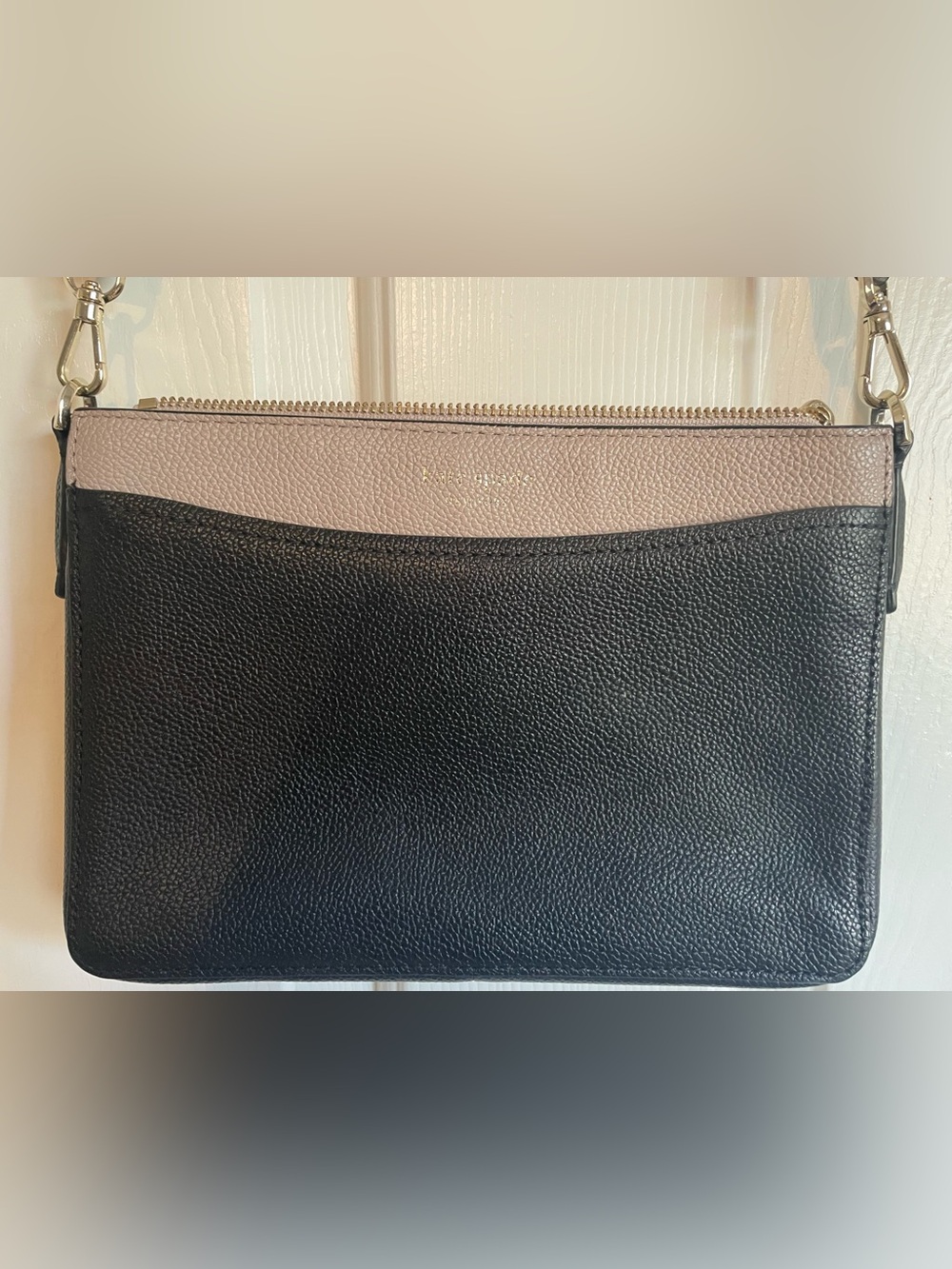 Kendra Scott Two-Tone Black and Taupe Pebbled Leather Crossbody